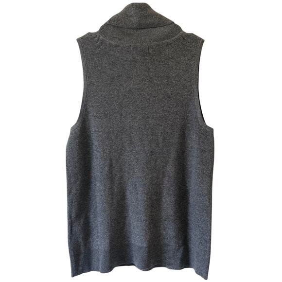 NEW BANANA REPUBLIC Metallic Gray Lurex Sweater Tank Small Petite Turtleneck - Picture 2 of 5